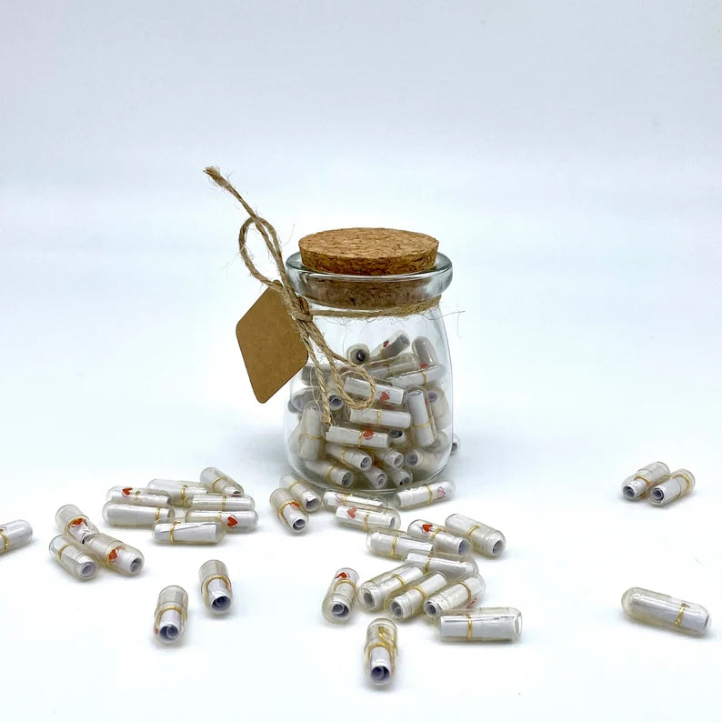 Love Messages in a Jar – blank scrolls for your own words