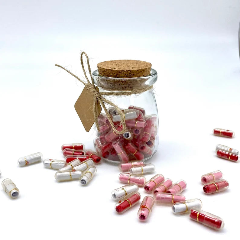 Love Messages in a Jar – blank scrolls for your own words